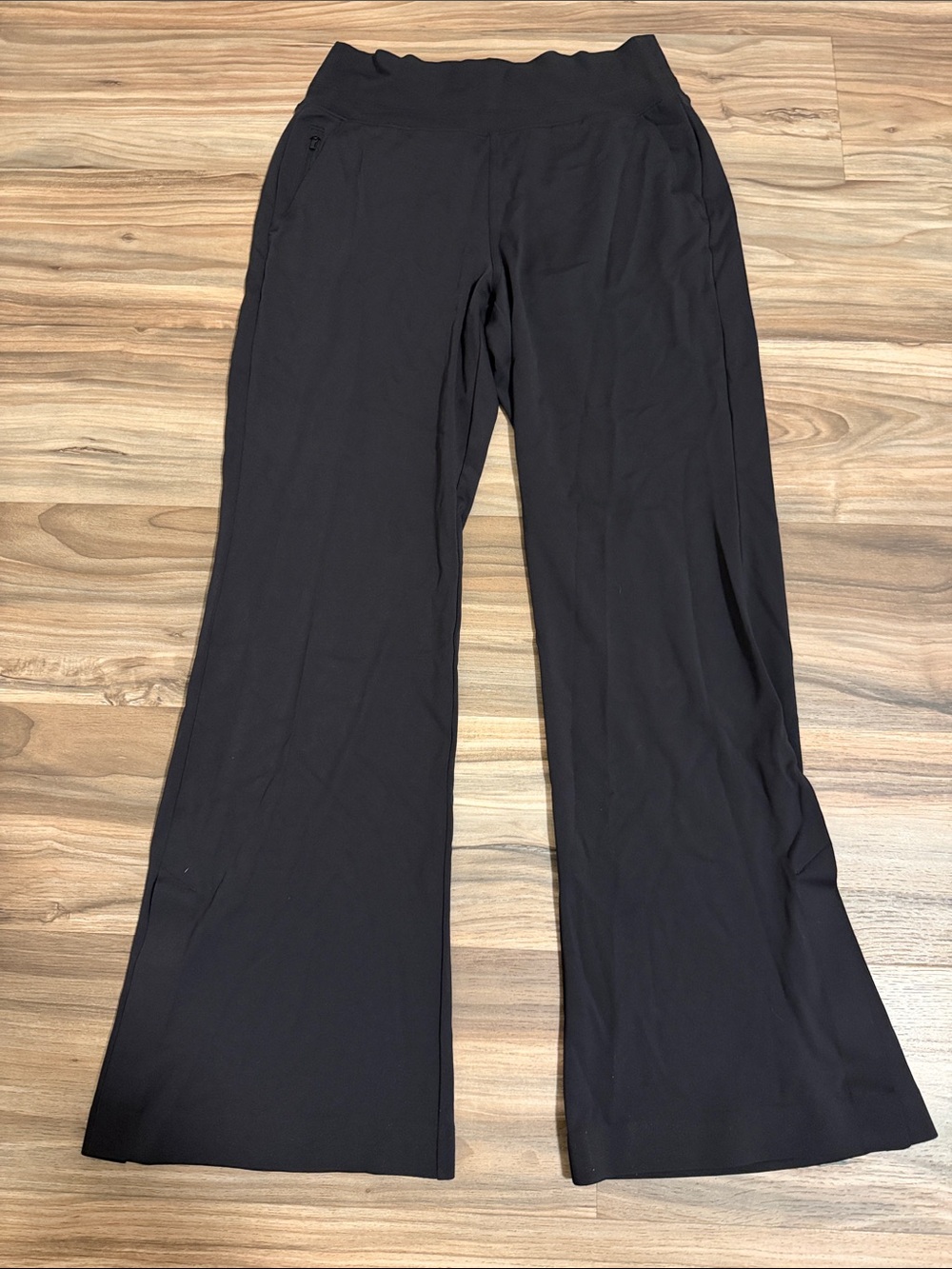 Athleta Venice Flare Pant High Rise Wide Leg Split Hem Black Women’s M Minimal